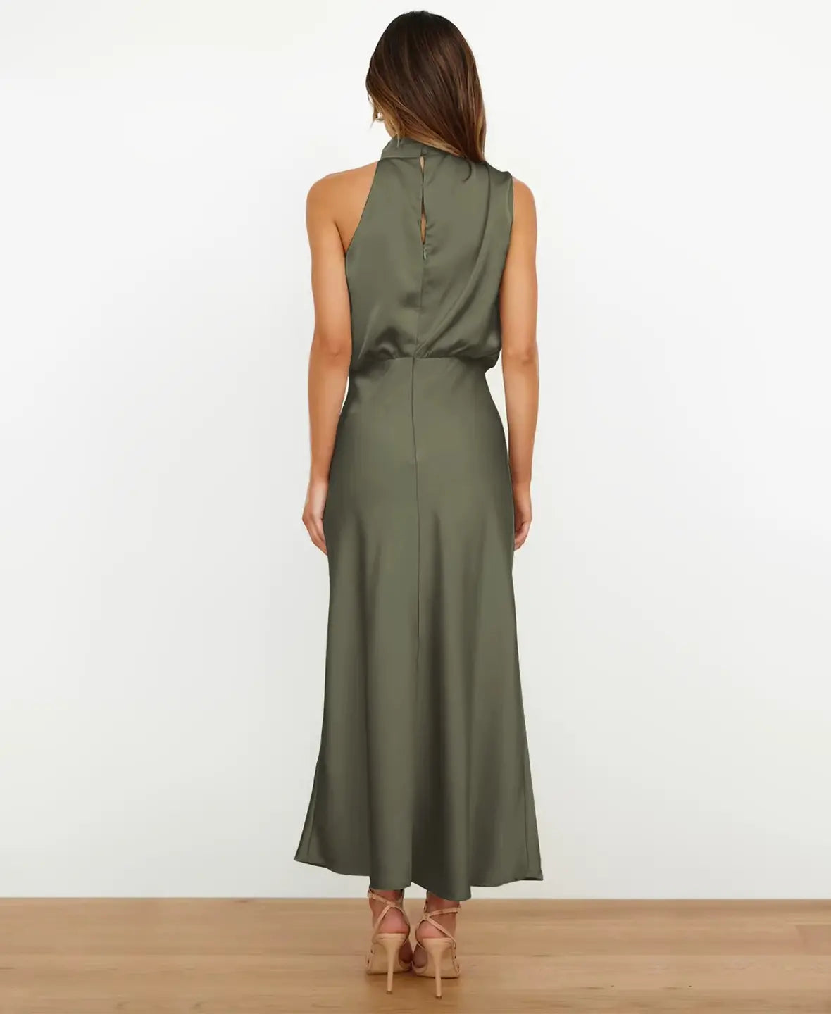 Eleonore™ | Satin-Midikleid mit Wasserfallausschnitt – Eleganz für jeden Anlass