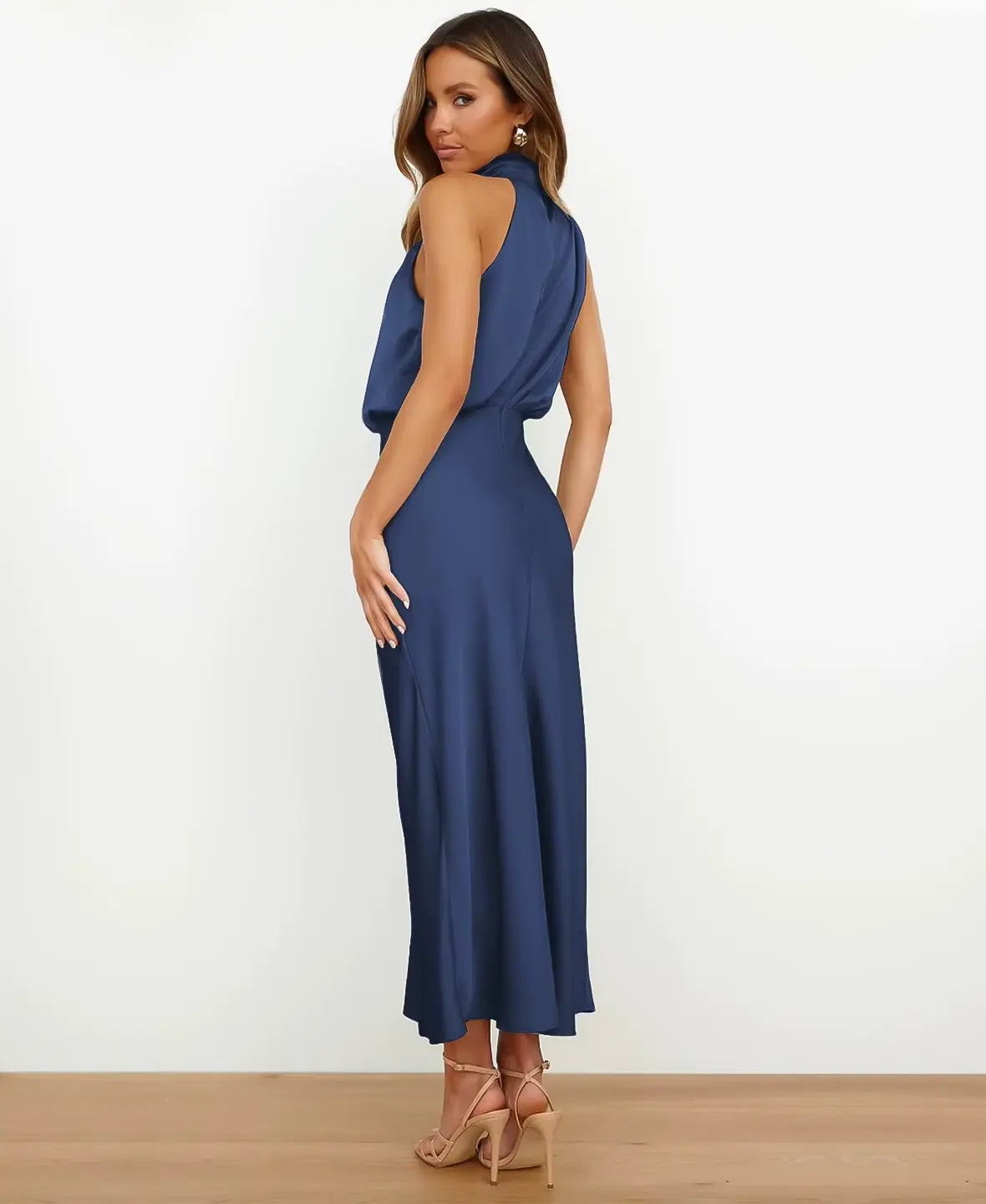 Eleonore™ | Satin-Midikleid mit Wasserfallausschnitt – Eleganz für jeden Anlass