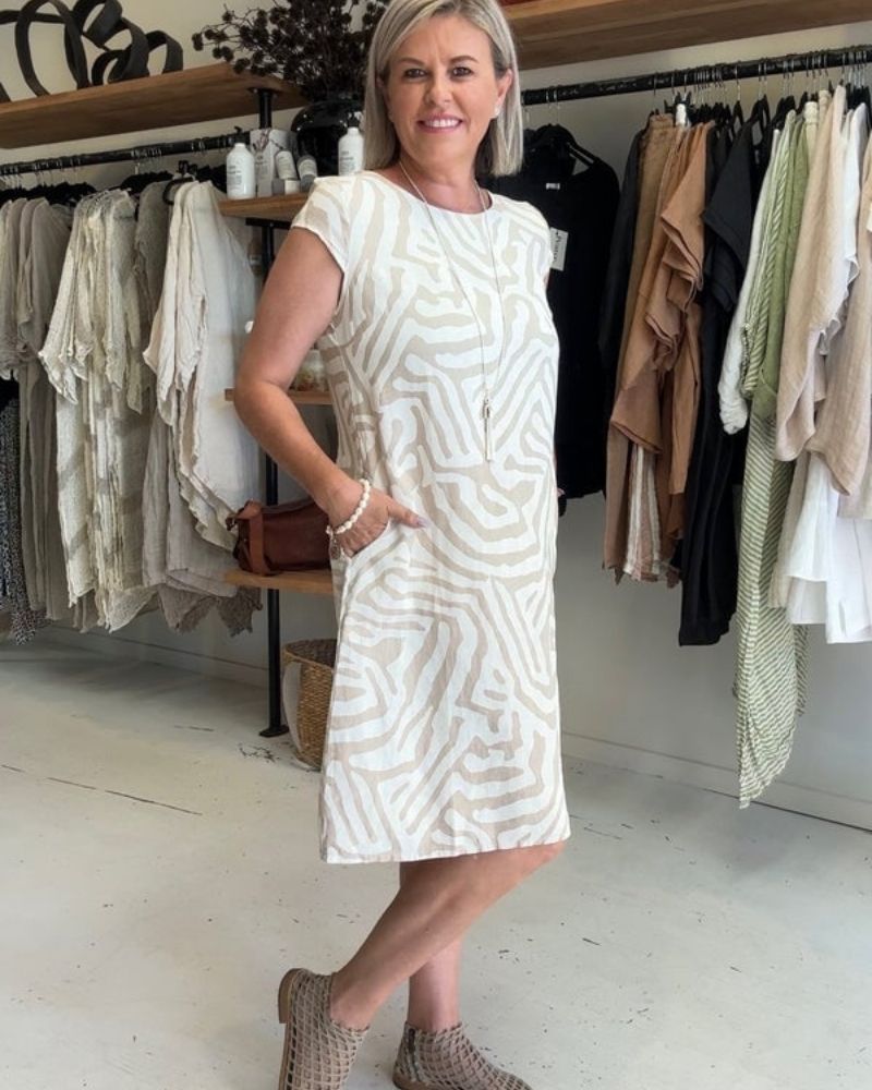 Helene™ | Kleid mit Rundhalsausschnitt und Print