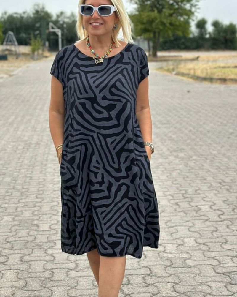 Helene™ | Kleid mit Rundhalsausschnitt und Print