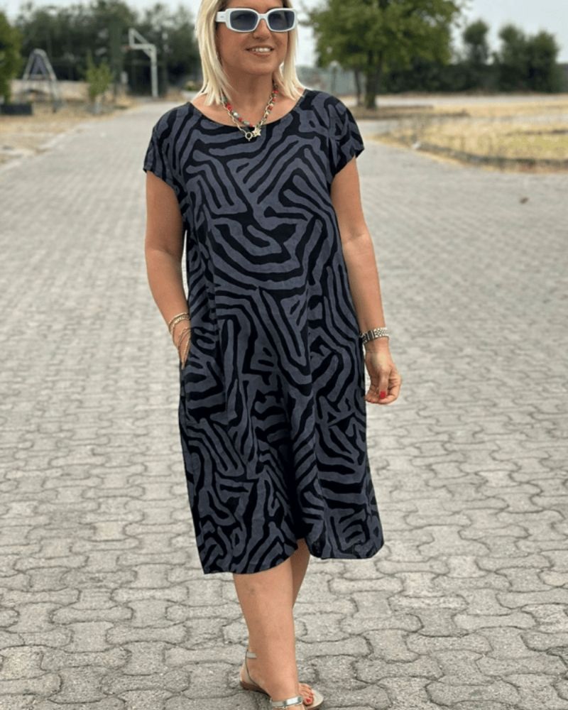 Helene™ | Kleid mit Rundhalsausschnitt und Print