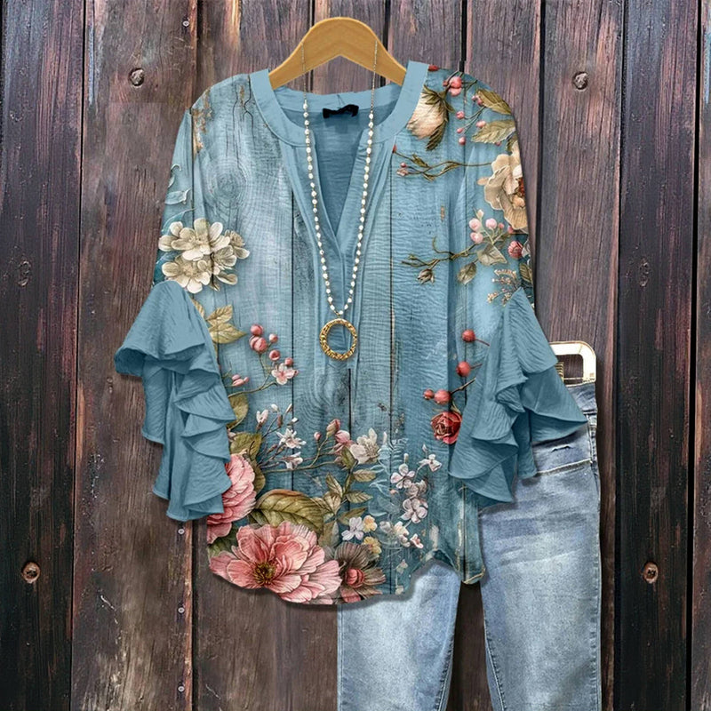 Klara™ | Luftige Bluse mit Rüschen und Blumenmuster