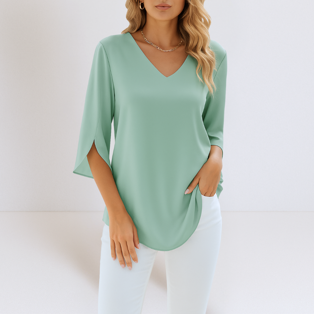 Beatrix™ | Bluse mit V-Ausschnitt und Schlitzärmeln