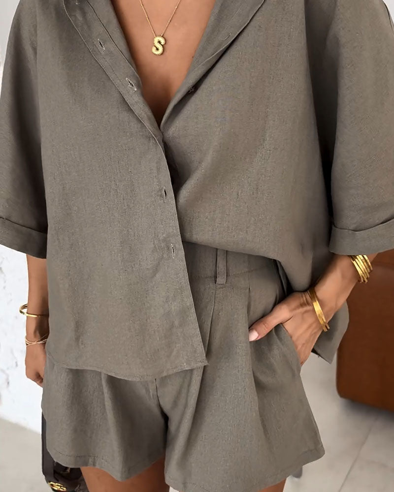 Hannelore™ | Set mit Oversize-Bluse und Shorts