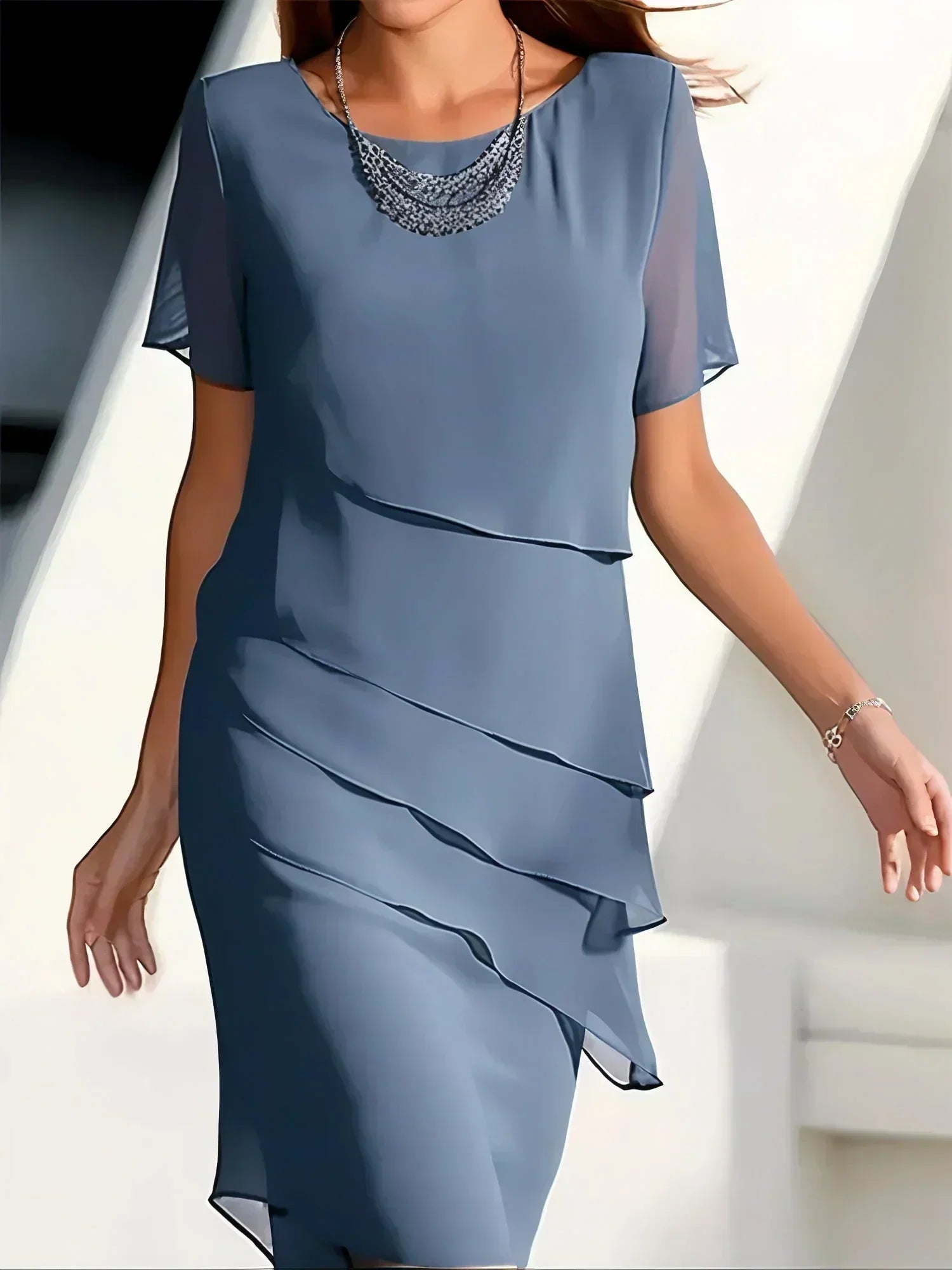 Monika™ | Midi-Kleid mit Kurzarm