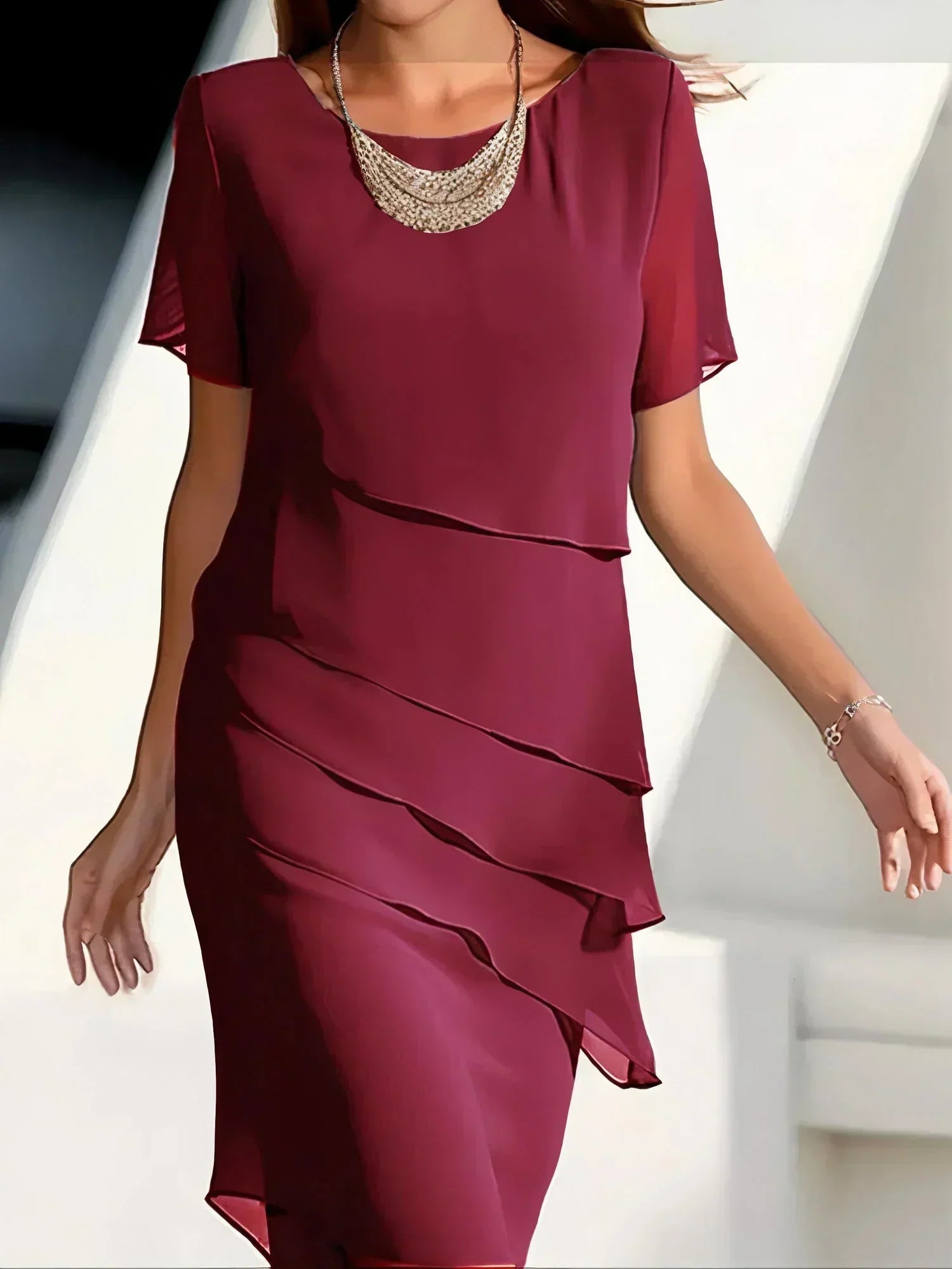 Monika™ | Midi-Kleid mit Kurzarm