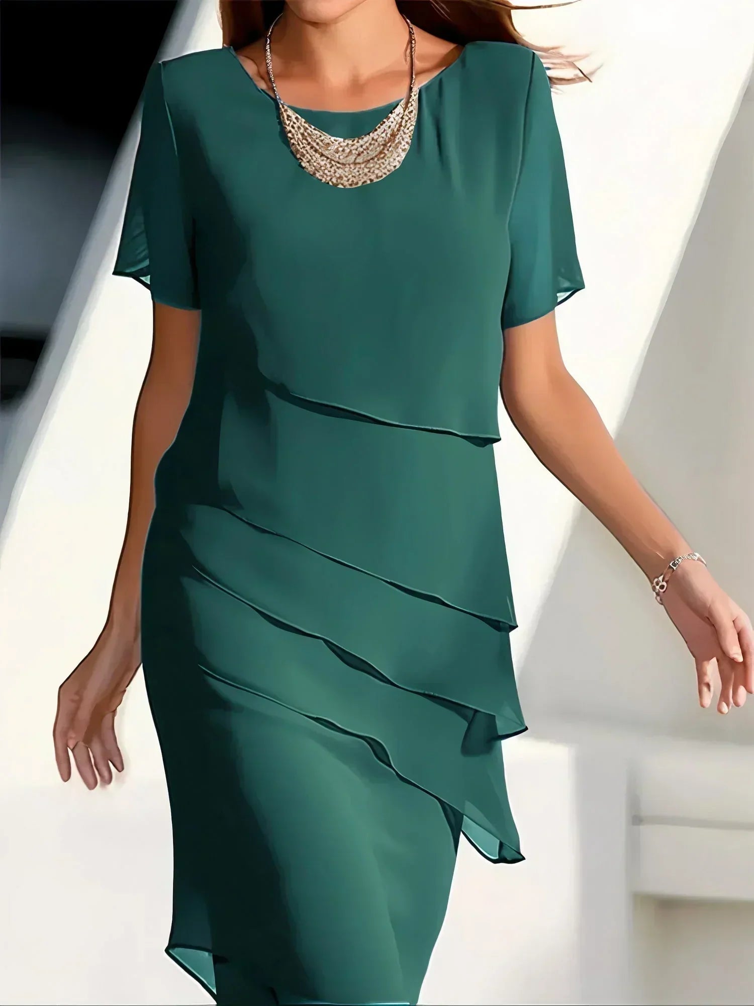 Monika™ | Midi-Kleid mit Kurzarm