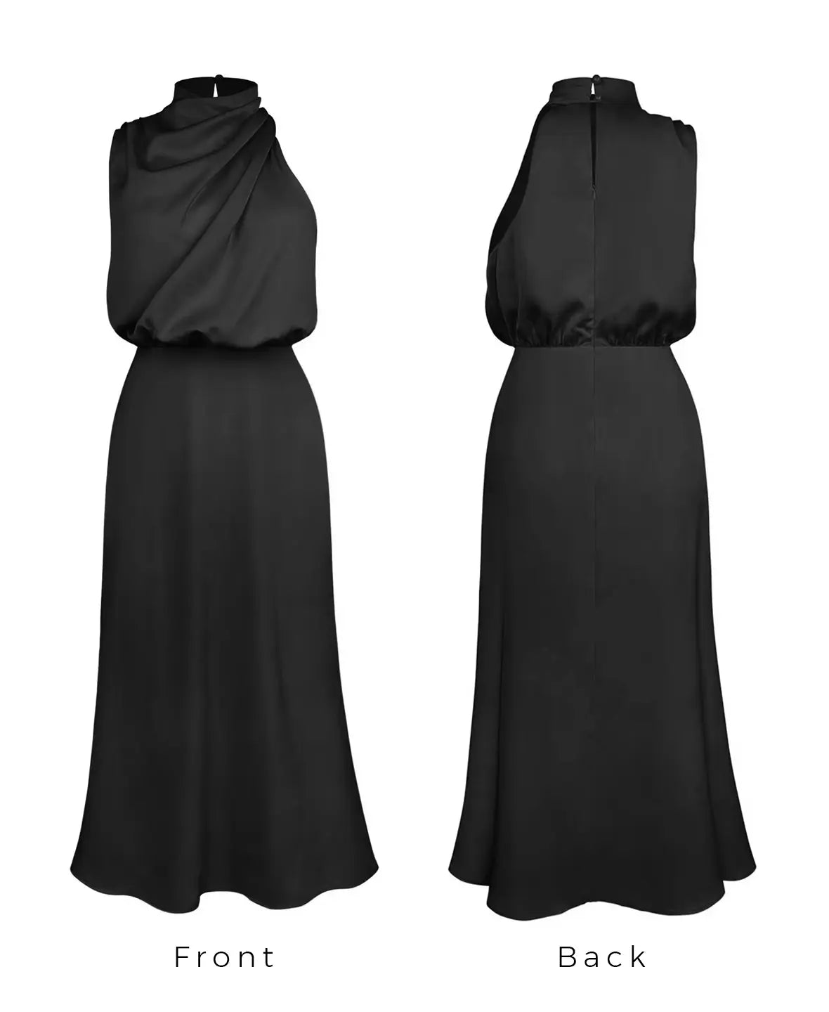 Eleonore™ | Satin-Midikleid mit Wasserfallausschnitt – Eleganz für jeden Anlass