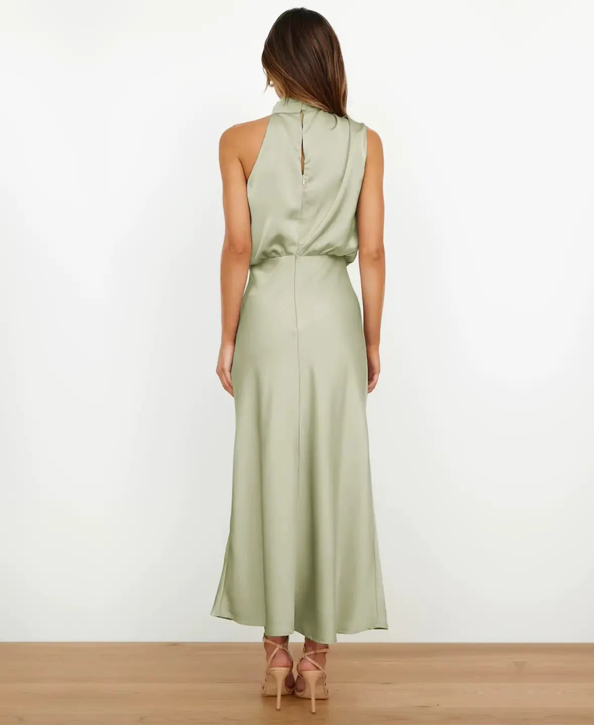 Eleonore™ | Satin-Midikleid mit Wasserfallausschnitt – Eleganz für jeden Anlass