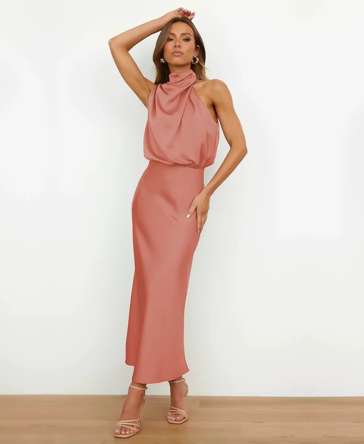 Eleonore™ | Satin-Midikleid mit Wasserfallausschnitt – Eleganz für jeden Anlass